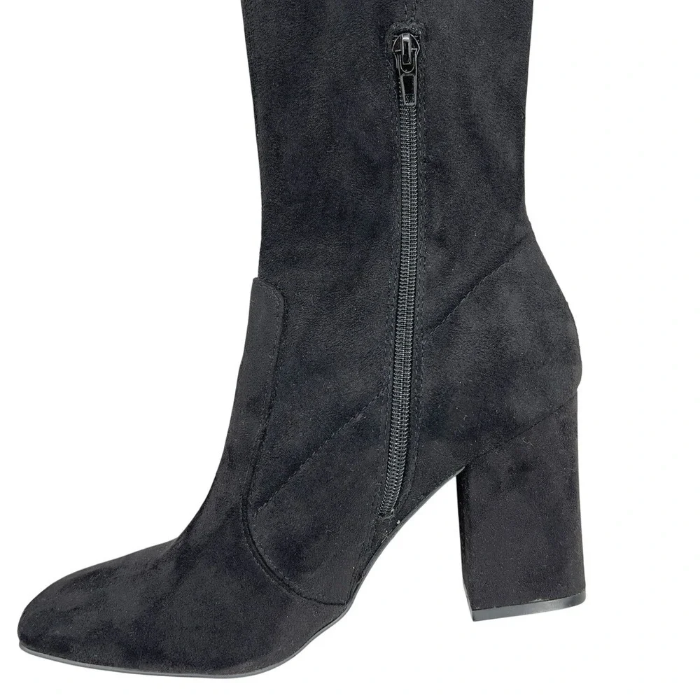 Unisa Unquesia Over-The-Knee Black Faux Suede Boots Women's 9 Tall Side Zipper‎